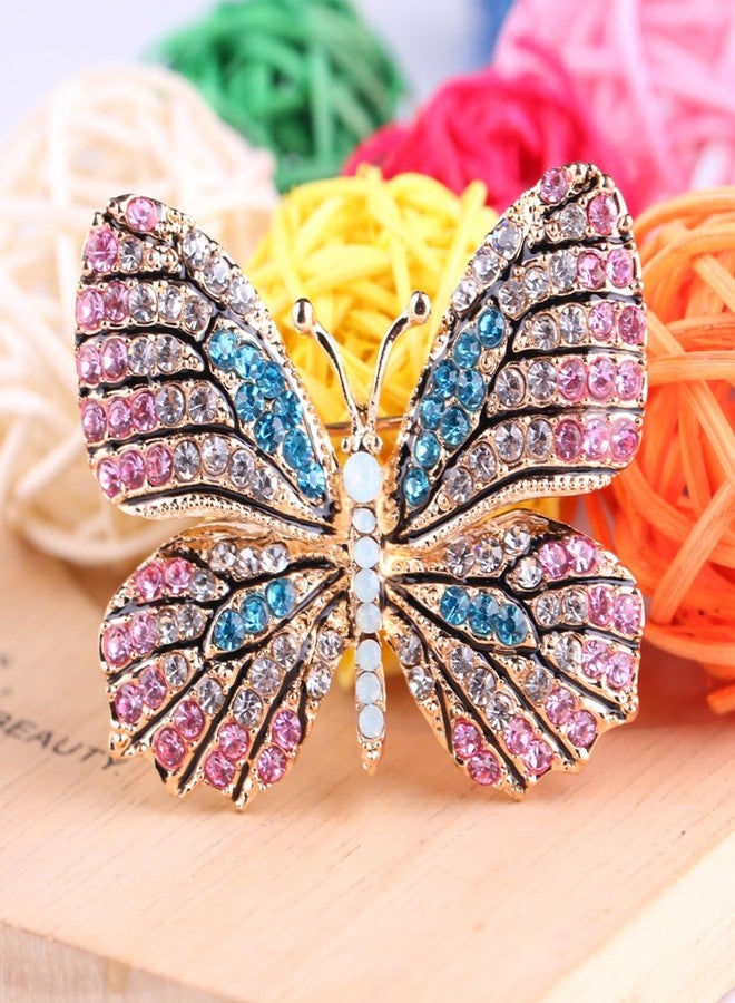 FORUBUS Delicate Butterfly Rhinestone Brooch Pin - Glittering Crystal Butterfly Brooch Pin for Women and Girls-pink - Image 2